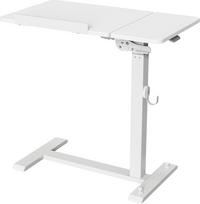 ETHU sulankstomas staliukas su ratukais, reguliuojamo aukščio naktinis staliukas (68-108 cm) ir pakreipiamas stalviršis, mobilus kompiuterio staliukas, nešiojamojo kompiuterio staliukas, galintis būti stalas virš lovos, sofos ir namų biuro, baltos spalvos