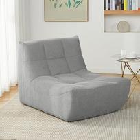 EUGAD grindų sofa, grindų kėdė su atlošu, patogi skaitymo kėdė svetainei, miegamajam, balkonui, 98 x 73 x 84 cm, pilka