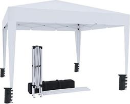 Faltbarer Pavillon, 3 x 3 m, wasserdicht, mit 4 Gewichtssäcken und Tragetasche, Ziehharmonika-Verschluss für Messen, Camping, Outdoor, Pool - Stahlrahmen - Abdeckung 160 g/m² (weiß)