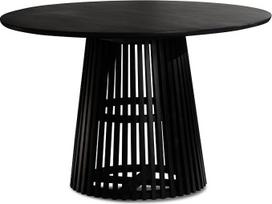 FineBuy Apvalus valgomojo stalas 120 cm skersmens Mango medžio masyvo juodas - modernus medinis stalas su tinklelio rėmu, dizaino valgomojo stalas 4 žmonėms, virtuvės stalas iš masyvo