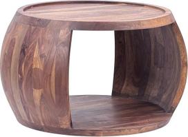 FineBuy Sheesham kavos staliukas medžio masyvo apvalus 60 cm svetainės kambario stalas su laikymo skyriumi Rankų darbo sofos staliukas, pagamintas iš natūralaus medžio, natūralaus kaimiško dizaino