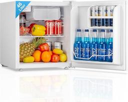 FOHERE Mini šaldytuvas 46 l, mažas šaldytuvas su 7 lygių aušinimu, efektyviai naudojantis energiją, itin tylus, su keičiamais durų vyriais ir reguliuojamomis kojelėmis, skirtas viešbučiams, biurams, mažiems butams, baltas