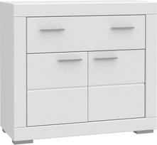FORTE Snow komoda, 2 durys, 1 stalčius, kompozitinė mediena, matinė balta, 95,7 x 41,7 x 86,5 cm
