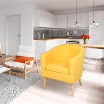Fotelis, medžiaginė sofos kėdė, šešių mygtukų dizainas, svetainės baldai, svetainė, miegamasis, biuras, interjero dekoravimas, 64 x 60 x 70 cm (geltonos spalvos)
