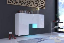 Furnitech K1 Modernus svetainės, komoda, spinta, spintelė, spintelė, miegamojo, valgomojo, svetainės baldai (LED Blue, K1-18HG-W2)