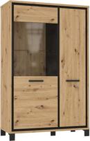 Furniture24 Trondheim TDHV622L Stovinti vitrina su 1 stiklinėmis ir 1 medinėmis durimis (be apšvietimo)