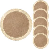 GALPADA Runde Handgewebte Juta Platzsets mit Quasten 6 Stück Tischsets aus Robustem Material für Stilvolle Tischdekoration und Schutz vor Schäden