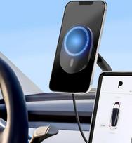 GALVANOX "Tesla Model 3" / "Model Y" mobiliojo telefono laikiklis - magnetinis automobilinis laikiklis su belaidžio įkrovimo funkcija (suderinamas su "MagSafe")