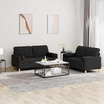 Gecheer 2 dalių sofos komplektas su pagalvėlėmis Fotelis Kėdė su pagalvėle Sofa Svetainės sofos sofos komplektas Dizainerių sofos sėdimieji baldai Minkšti baldai Juodas audinys