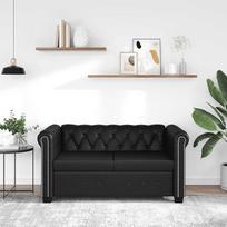 Gecheer Chesterfield Sofa 2-Sitzer Sofa Polstersofa Loungesofa Kunstleder Schwarz
