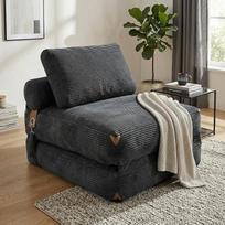 GRAVFORCE sulankstoma sofa lova, paverčiama "3-in-1" sofa lova, miegojimo kėdė, "Bean Bag" sofa, skirta miegamajam kambariui, svetainei (tamsiai juoda)