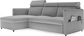 GREKPOL Sofa su miego funkcija 160 x 220 cm Šviesiai pilka kampinė sofa su miego funkcija ir lovos dėže - sofa lova - kušetė - sofa lova su lovos dėže - Soro audinys