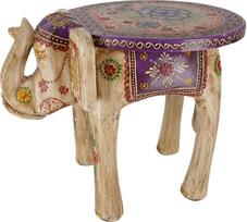 GURU SHOP Vintage taburetė, dramblio formos gėlių suoliukas, baltas, 30 x 40 x 30 cm