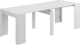 habitdesign 004580bo - Valgomojo stalas konsolė, ištraukiamas iki 235 cm, blizgus baltas paviršius