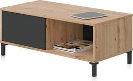 Habitdesign, Brooklyn kavos staliukas su 2 atvirais skyriais, modernaus dizaino, ąžuolo Nodi ir antracito spalvos, matmenys: 100 x 40 x 50 cm (plotis x aukštis x gylis), modernus dizainas