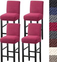 HFCNMY Baro taburetės apima, Stretch baro taburetės apima su atlošu, Žakardas baro taburetės apima, baro taburetės apima, Slipcovers su atlošu, Pub Counter Stool, kėdės apima su elastinėmis juostomis, raudona, 4
