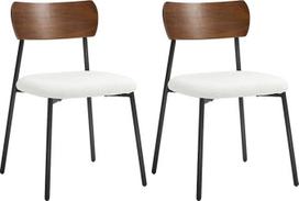 HOMCOM 2 valgomojo kėdžių rinkinys, modernios virtuvės kėdės, minkštos svetainės kėdės su Bouclé sėdyne, išlenktu atlošu, skirtos svetainei, valgomajam, miegamajam, kreminės spalvos