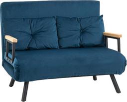 HOMCOM 3 in 1 sofa lova 2 vietų sulankstoma sofa lova su 5 lygių reguliuojamu atlošu ir 2 paminkštintomis pagalvėlėmis biurui, miegamajam, svetainei (102 x 73 x 81 cm, mėlyna)