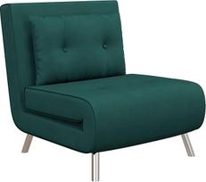 HOMCOM 3-in-1 sulankstoma sofa-lova su lovos funkcija, reguliuojamu atlošu, pagalvėle, aksominės išvaizdos atlošo kėdė, svečių lovos kėdė svetainei, miegamajam, 77 x 88 x 83 cm, tamsiai žalia