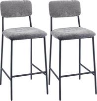 HOMCOM baro taburetės 2 baro kėdžių rinkinys su atlošu atlošu Paminkštinta Bistro taburetė su plieno rėmu Chenille Look 72,5 cm sėdynės aukštis virtuvėje Namų baras Pilka