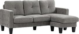 HOMCOM kampinė sofa, kampinė sofa su dvipusiu šezlongu, L formos sofa, minkšta kampinė sofa su spyruokline šerdimi, plieninis rėmas, šenilinė išvaizda, 186 x 130 x 84 cm, ruda