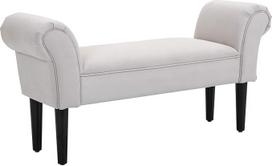 HOMCOM maža lova Galas šoninis šezlongas Sofa langas sėdynė Armbench medinė koja Audinys danga (pilka)