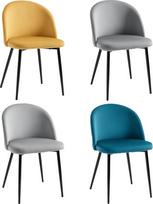 HOMCOM Skandinaviško dizaino valgomojo kėdė 4 kėdės Smailėjančios kojos Metalinė juoda Ergonomiškas atlošas Veliūrinis kelių spalvų