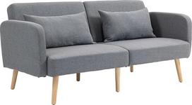 HOMCOM sofa-lova, 3 vietų sofa-lova su lovos funkcija, 2 pagalvės, minkšta sofa su reguliuojamu porankiu, lininė, skirta svetainei, miegamajam, 170 x 83 x 80 cm, pilka