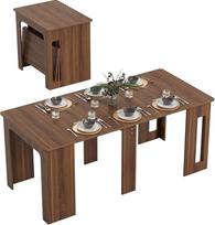HOMCOM valgomojo stalas, 60-180 x 85 cm, išskleidžiamas virtuvės stalas iki 6 žmonių, modernus valgomojo stalas svetainei, valgomajam, virtuvei, rudos spalvos