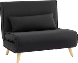HOMCOM Viengulė sofa lova Sofa lova Sulankstoma sofa lova Reguliuojamas atlošas Šiaurietiškas skandinaviškas 25D putų namas Linų imitacija Guma Mediena Juoda 94 x 78 x 80 cm