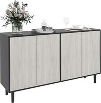 HOMCOM Virtuvės bufetas Virtuvės spintelė 2 spintelės su reguliuojamomis lentynomis 121 x 37 x 75 cm Juodos ir pilkos spalvos medžio efektas