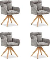 Homestyle4u 2852 Valgomojo kambario kėdės Komplektas iš 4 Velvet Swivel Virtuvės kėdės su porankiais Pasukamos kėdės Valgomojo stalas Minkštos kėdės Pilka