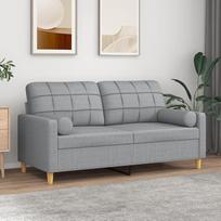 Homgoday 2 vietų sofa su pagalvėle šviesiai pilka 140 cm audinio sofa lova Svetainės sofos lauko sofos Sodo sofa Sodo svetainės terasa Lauko baldai