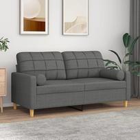 Homgoday 2 vietų sofa su pagalvėle Tamsiai pilka 140 cm audinio sofa lova Svetainės sofa Lauko sofos Sodo sofa Sodo svetainė Lauko lauko baldai