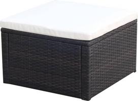 Homgoday Kojinė Otomanas Polyrattan 53x53x30cm Rudos spalvos sofa lova Svetainės sofa Sofos Lauko sodo svetainė Terasa Lauko lauko
