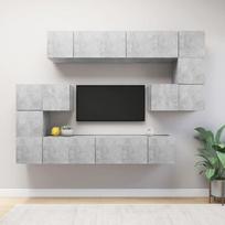 Homgoday TV-Schrank-Set, 10 Stück, Zementgrau aus Spanplatte, TV-Schrank, Niedriger TV-Schrank für Couchtisch, industrieller Couchtisch, TV-Ständer für Wohnzimmer