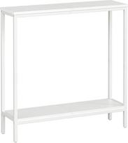 HOOBRO EWWW22XG01 Siauras konsolinis staliukas su lentyna, 75 x 22 x 75 cm šoninis staliukas, prieškambario staliukas, nedidelis parodų staliukas, sofos staliukas mažoje erdvėje, skirtas įėjimui, prieškambariui, baltas