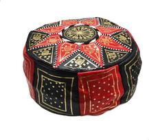 Horus Handicraft of Egypt Stool Empty Pouf Fassi Tikra oda Rankų darbo Fezas Maroke Aukštis 23 cm, skersmuo 47 cm Apytiksliai... B07PVZFW8H (Raudona juoda)