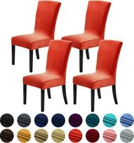 Howhic Velvet kėdžių užvalkalai valgomojo kambariui, 4 vnt., elastingi valgomojo kėdžių užvalkalai, plaunami virtuvės kėdžių užvalkalai, stilinga dekoracija namams ir banketams, Purée Pumpkin, 4 vnt.