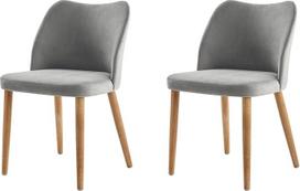 HULALA HOME 2 valgomojo kėdžių rinkinys, tualetinio stalo kėdės, patogios virtuvės kėdės su medinėmis kojelėmis svetainei, miegamajam ir valgomajam, pilkos spalvos