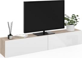 IDMarket - "Elio" pakabinamas TV staliukas 180 cm, 2 durys, mediena ir balta spalva