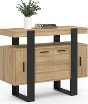 IDMarket - 100 cm "Phoenix" 4 durų medinė ir juoda bufetė