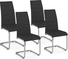 IDMarket - 4 "Mia" valgomojo kėdžių komplektas, juodas