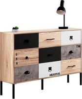 IDMarket - 3 durų ir 3 stalčių bufetas 110 cm "Sacramento" pramoninis dizainas