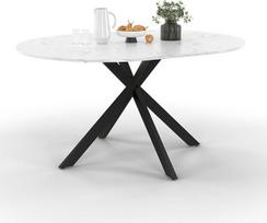 IDMarket - ALIX išplečiamas apvalus valgomojo stalas 4-8 asmenims Metalinė voratinklio koja, juodas stalviršis su marmuro efektu Aliaska 110-150 cm