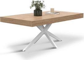 IDMarket - ALIX stačiakampio formos kavos staliukas 110 cm "Spider" medžio ir baltos spalvos pagrindas