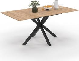 IDMarket - ALIX išplečiamas stačiakampis valgomojo stalas 4-8 asmenims 120-160 cm ilgio "Spider Leg" medžio ir juodos spalvos koja