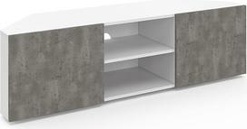 IDMarket - ELI televizoriaus kampiniai baldai 110 cm, baltos spalvos durys, betono išvaizdos