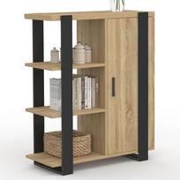 IDMarket - Šoninis bufetas su 3 lentynomis ir spintele 70 cm Phoenix Wood ir juoda