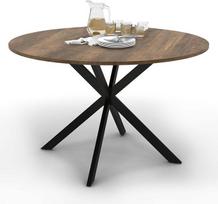 IDMarket - Stalas prie staliuko Ronde ALIX Plateau Hawkins 4-6 asmenims su atlošu Bois foncé et Noir 110 cm